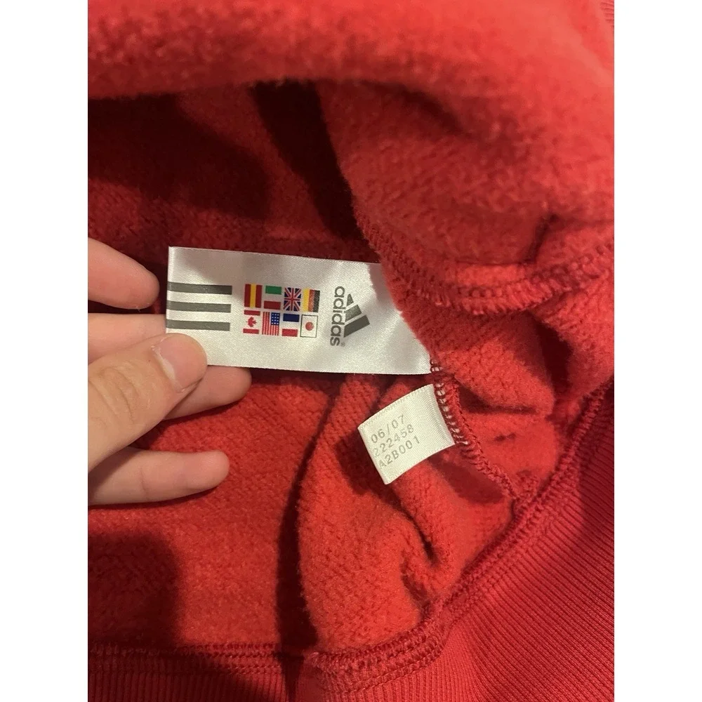 Vintage‎ 3 Strips Label ADIDAS Embroidered Zippered Hooded Sweatshirt Mens 2XL